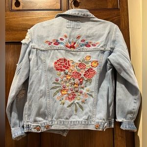 Embroidered jean jacket size small Forever 21